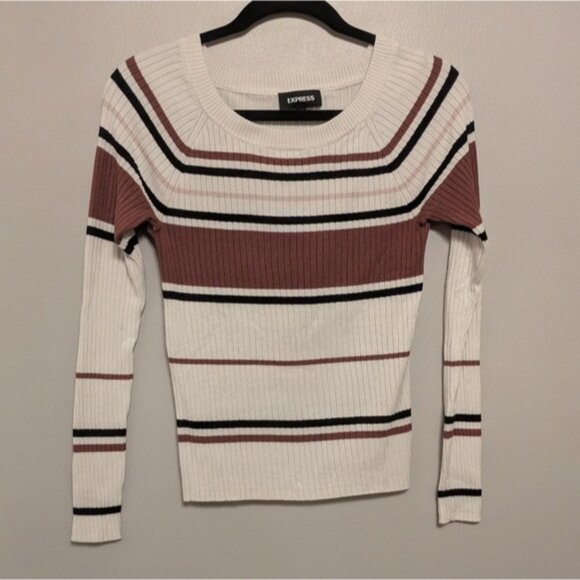 Express white and pink striped ribbed sweater - Picture 1 of 3